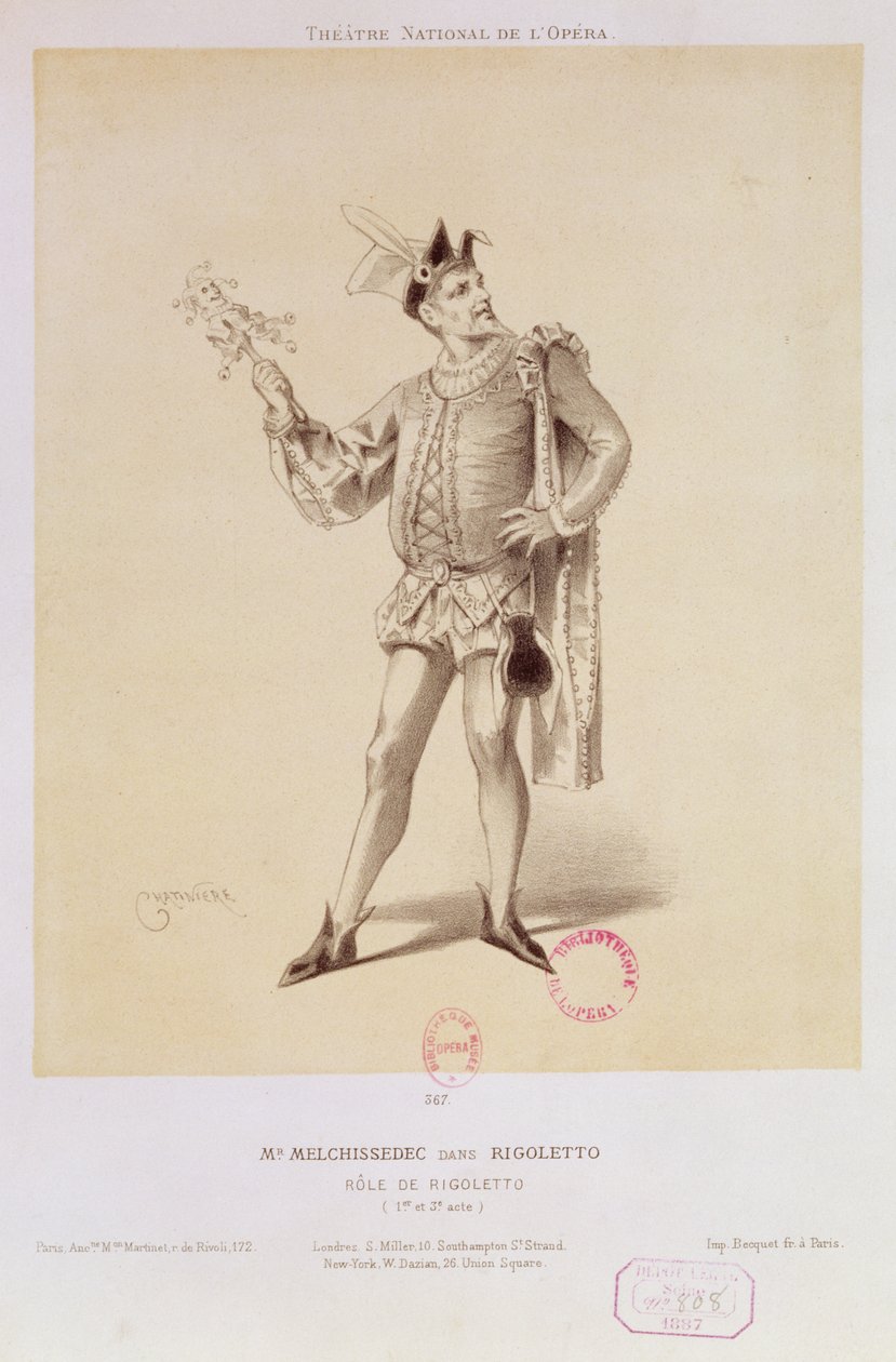 Porträt von Mr. Melchissedec als Rigoletto in Rigoletto von Verdi von Antonin Marie Chatiniere