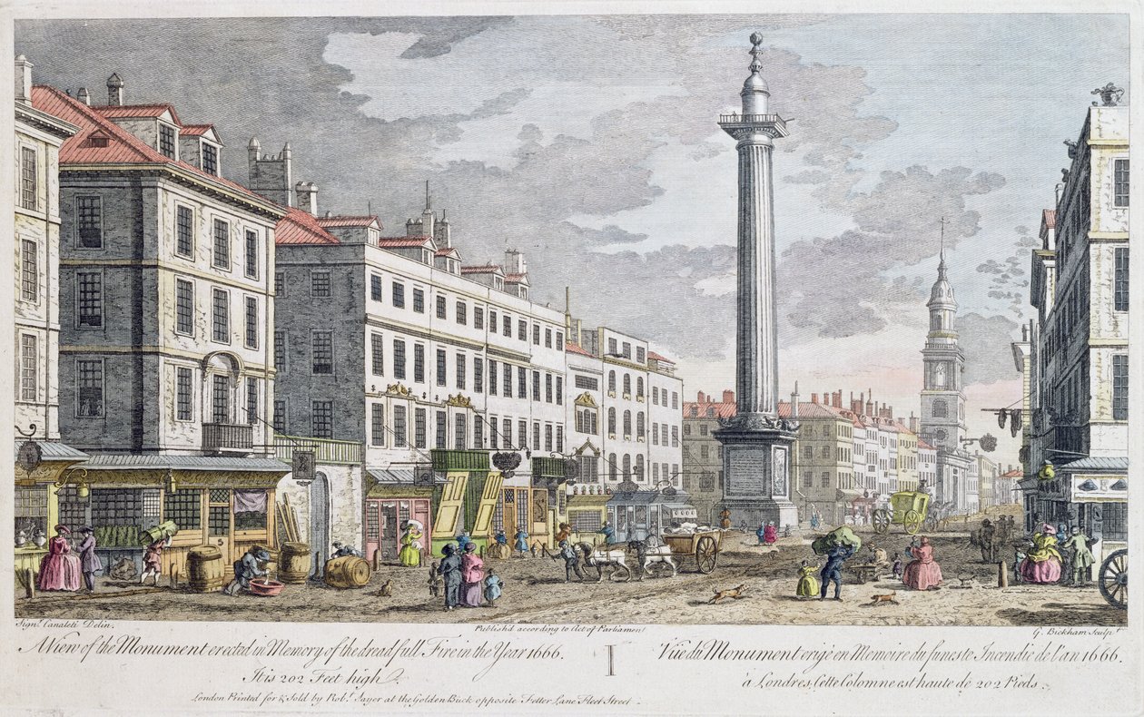 Denkmal errichtet zum Gedenken an das Feuer von London von Giovanni Antonio Canal
