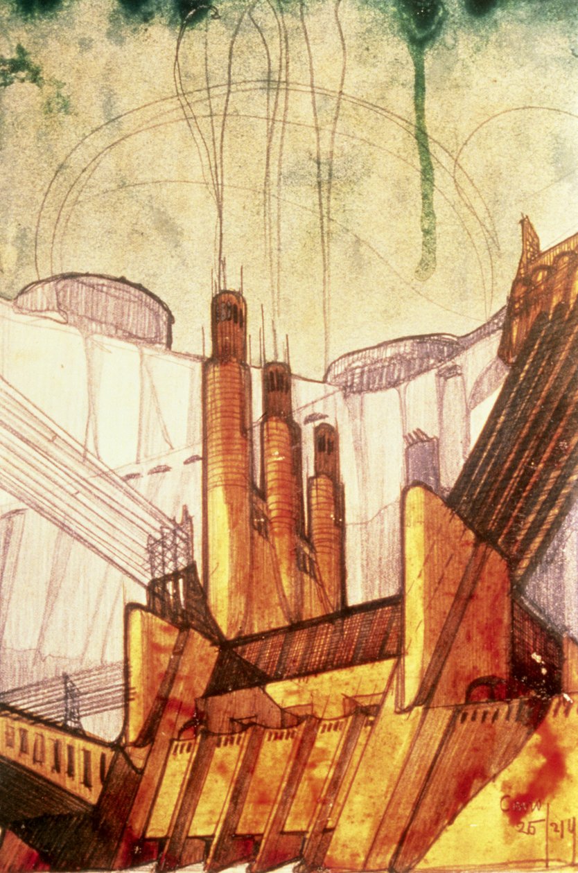 Elektrisches Kraftwerk, 1914 von Antonio SantElia