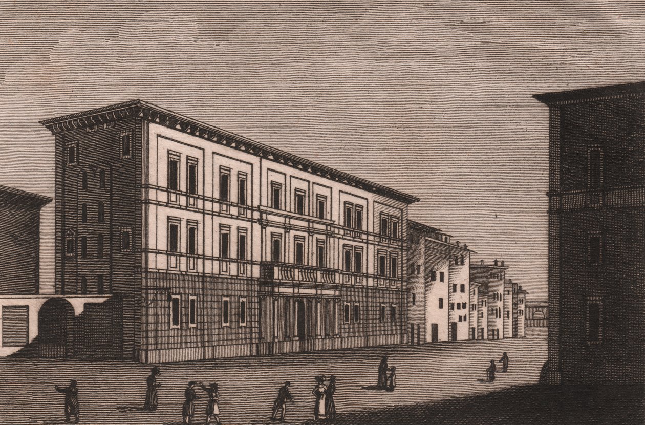 Ansicht des Bischofspalastes in Pistoia, Toskana, Italien, Kupferstich von Antonio Morghen von Antonio (1788 1853) Morghen