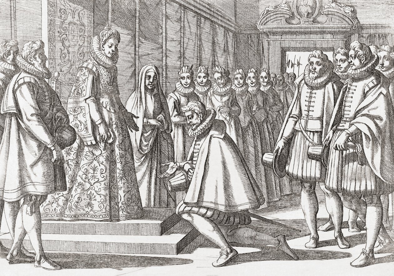 Philipp III., König von Spanien vor Margarete von Österreich von Antonio (after) Tempesta