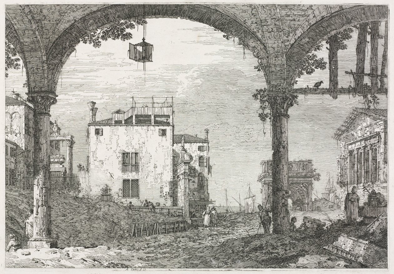 Ansichten: Das Portikus mit der Laterne, 1735-1746 von Giovanni Antonio Canal