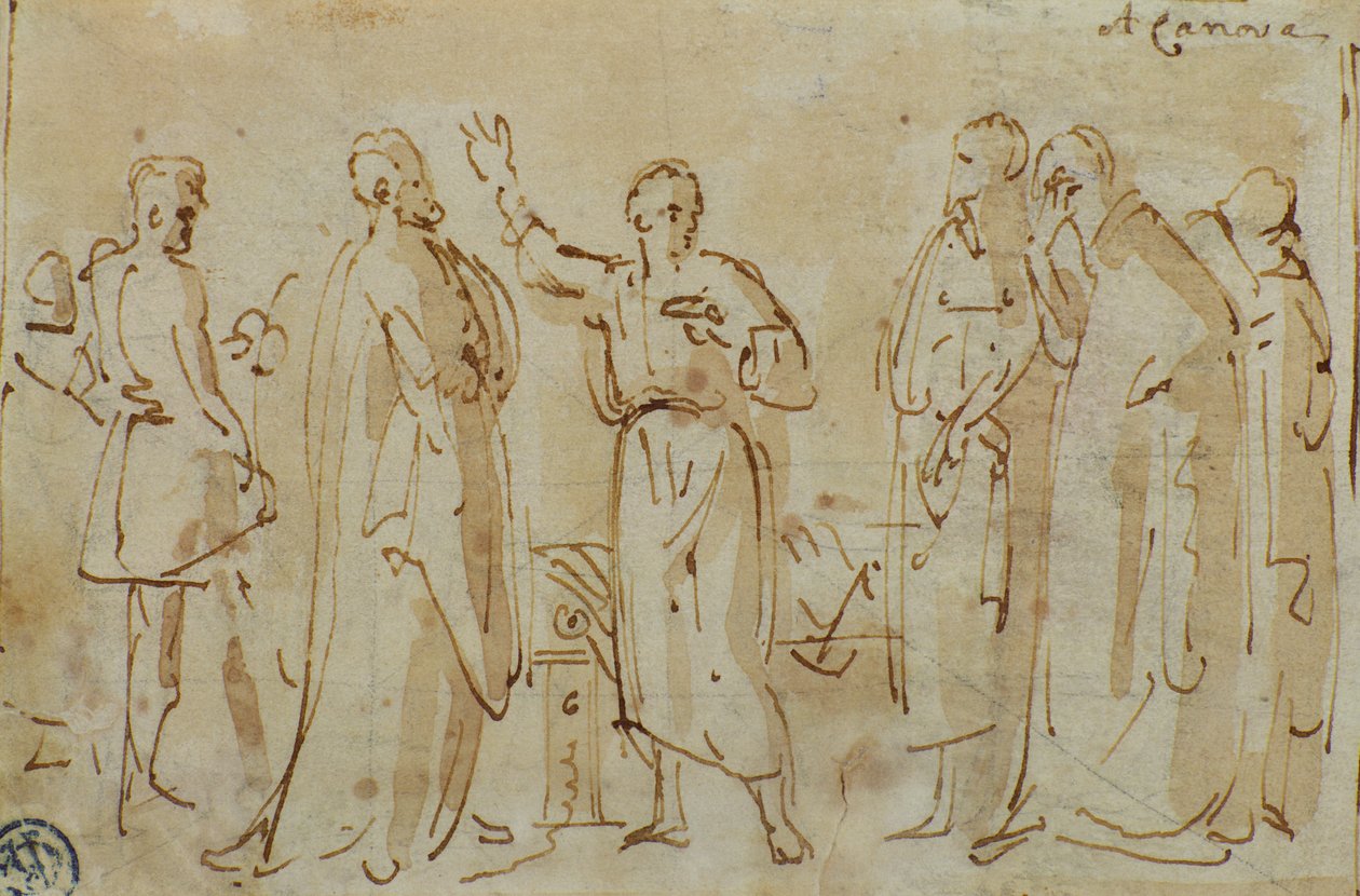 Sokrates trinkt den Schierlingsbecher, ca. 1787 von Antonio Canova