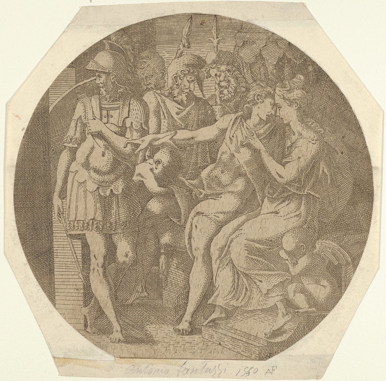 Ein Mann verabschiedet sich von einer Frau, 1540-45 von Antonio Fantuzzi