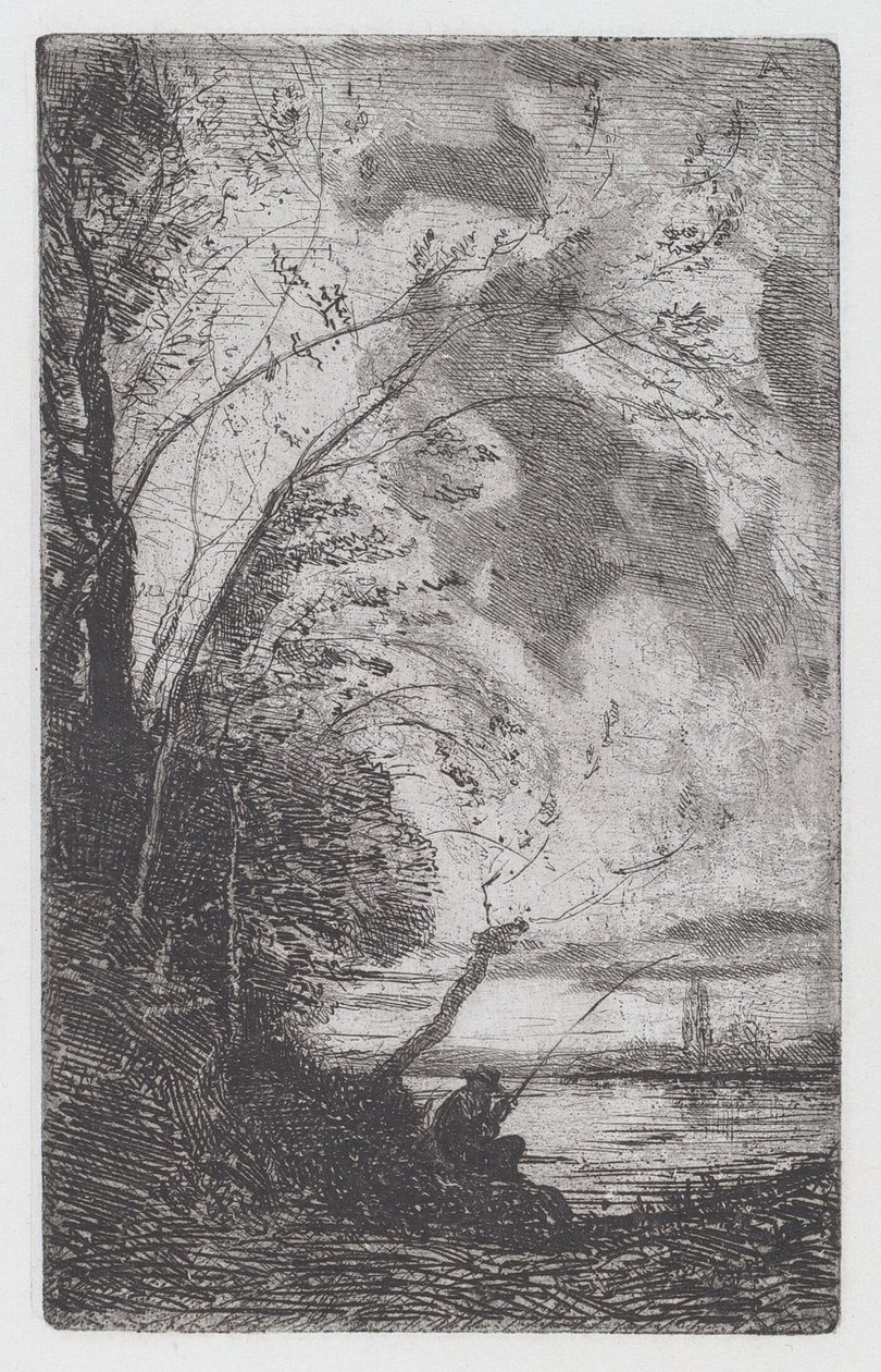 Fischer am Seeufer [Pescatore sulla riva del lago] von Antonio Fontanesi