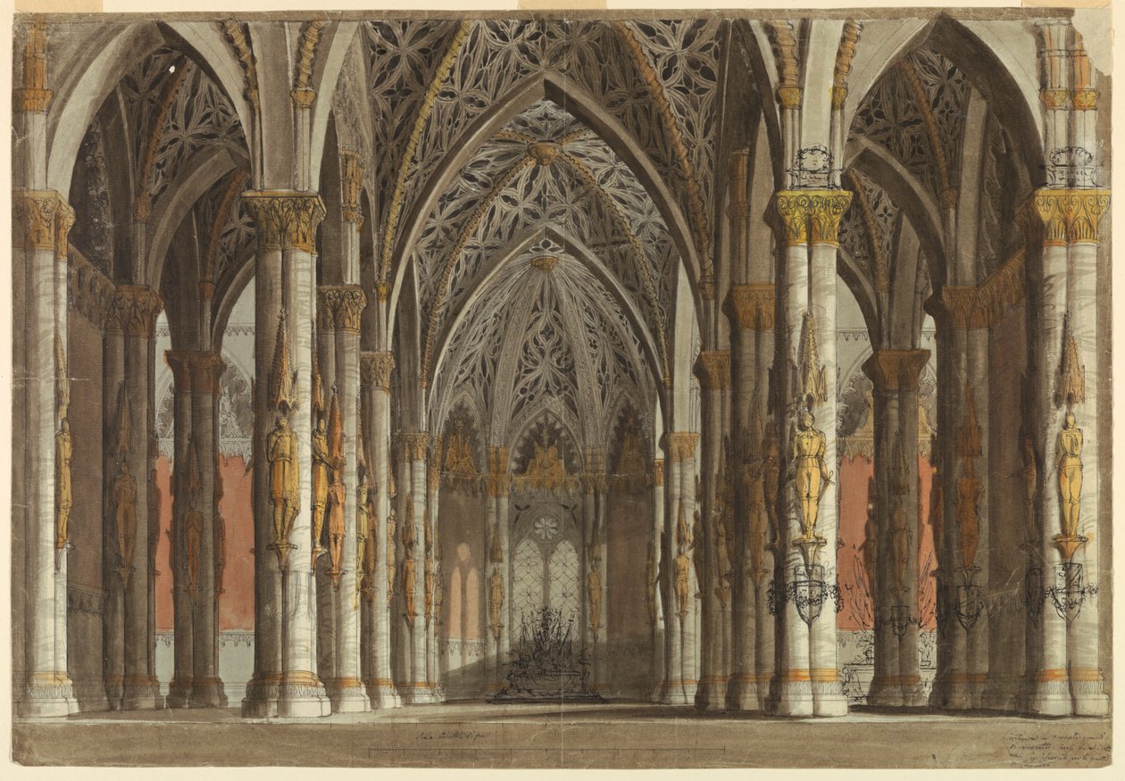 Bühnenbild: Gotische Halle von Antonio Giuseppe Basoli