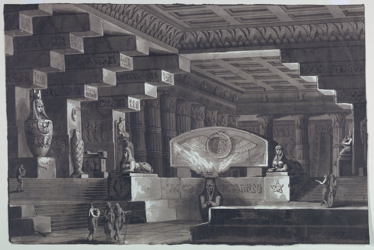 Bühnenbild, Inneres eines ägyptischen Tempels von Antonio Giuseppe Basoli