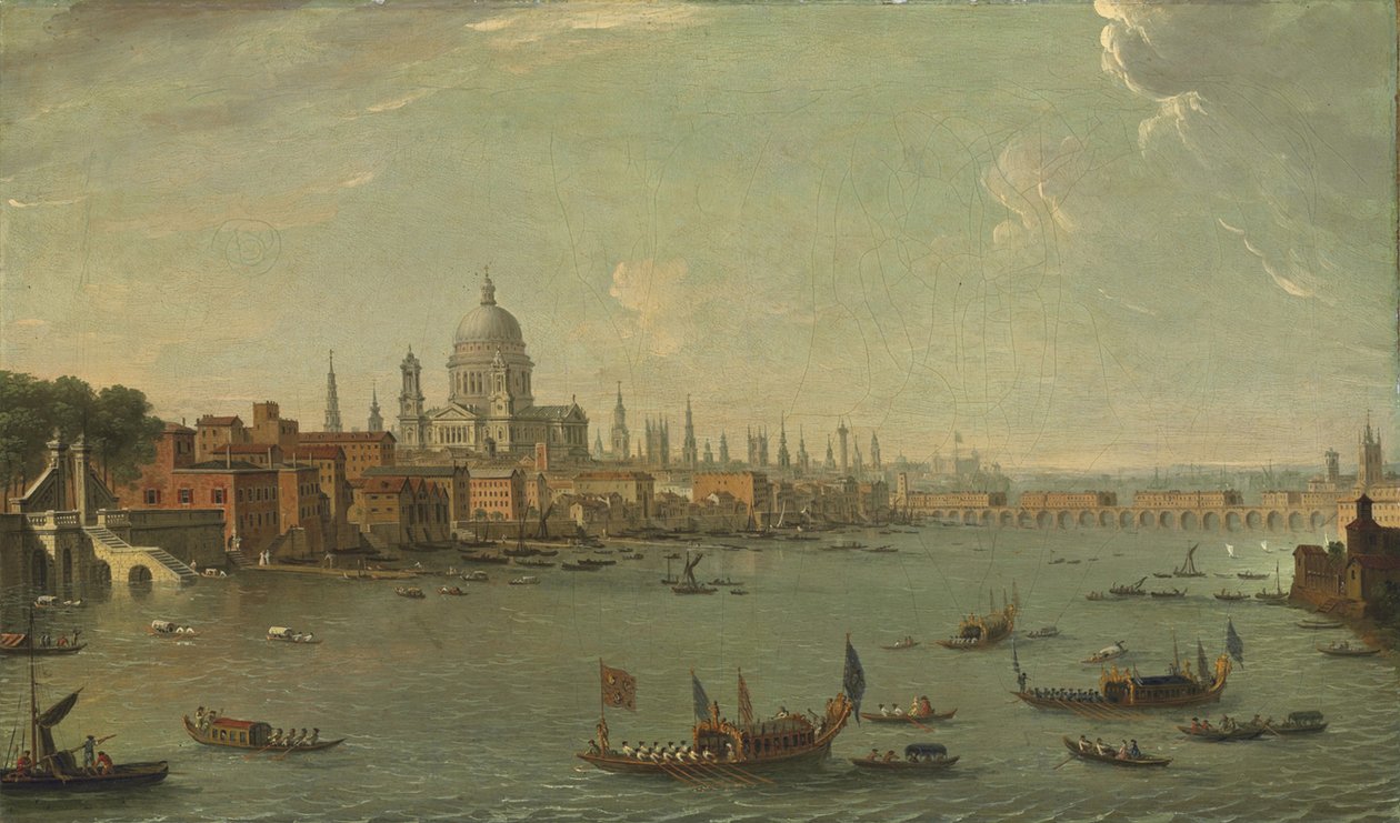 Vier Ansichten von London: Die Themse in Richtung St. Pauls von Antonio Joli