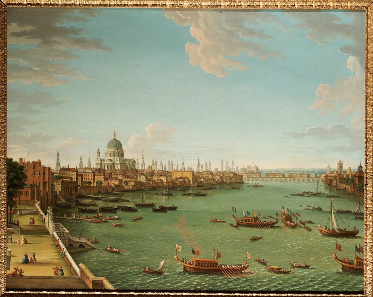 Die Themse von der Terrasse des Somerset House, Blick auf die Stadt, um 1745 von Antonio Joli