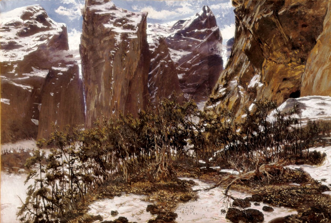 Roncesvalles (oder Roncesvalles auf Spanisch). Landschaft Nordspaniens. Gemälde von Antoni MUNOZ i DEGRAIN (1841-1924), Ende des 19. Jahrhunderts. Öl auf Leinwand. Spanien, Valencia, Museo de Bellas Artes San Pio V. von Antonio Munoz Degrain