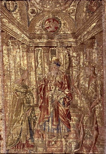 Johannes der Täufer von Herodes beschuldigt, Wandteppich mit Szenen aus dem Leben des Heiligen von Antonio Pollaiuolo