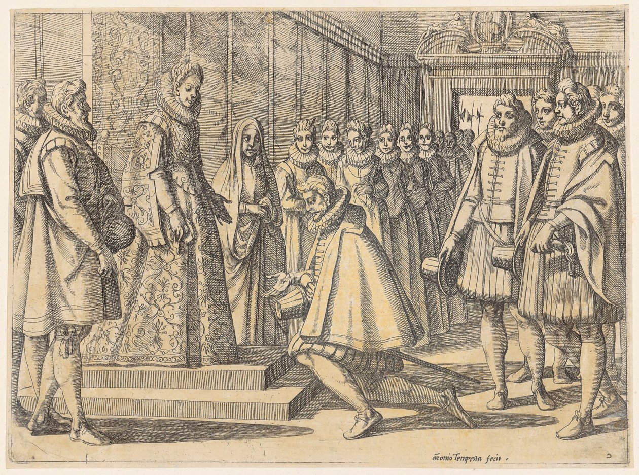 Boten des Philipp von Spanien vor Margarete von Österreich von Antonio Tempesta