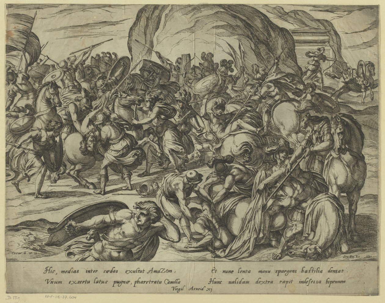 Der Tod von Camillus im Kampf zwischen Griechen und Römern von Antonio Tempesta
