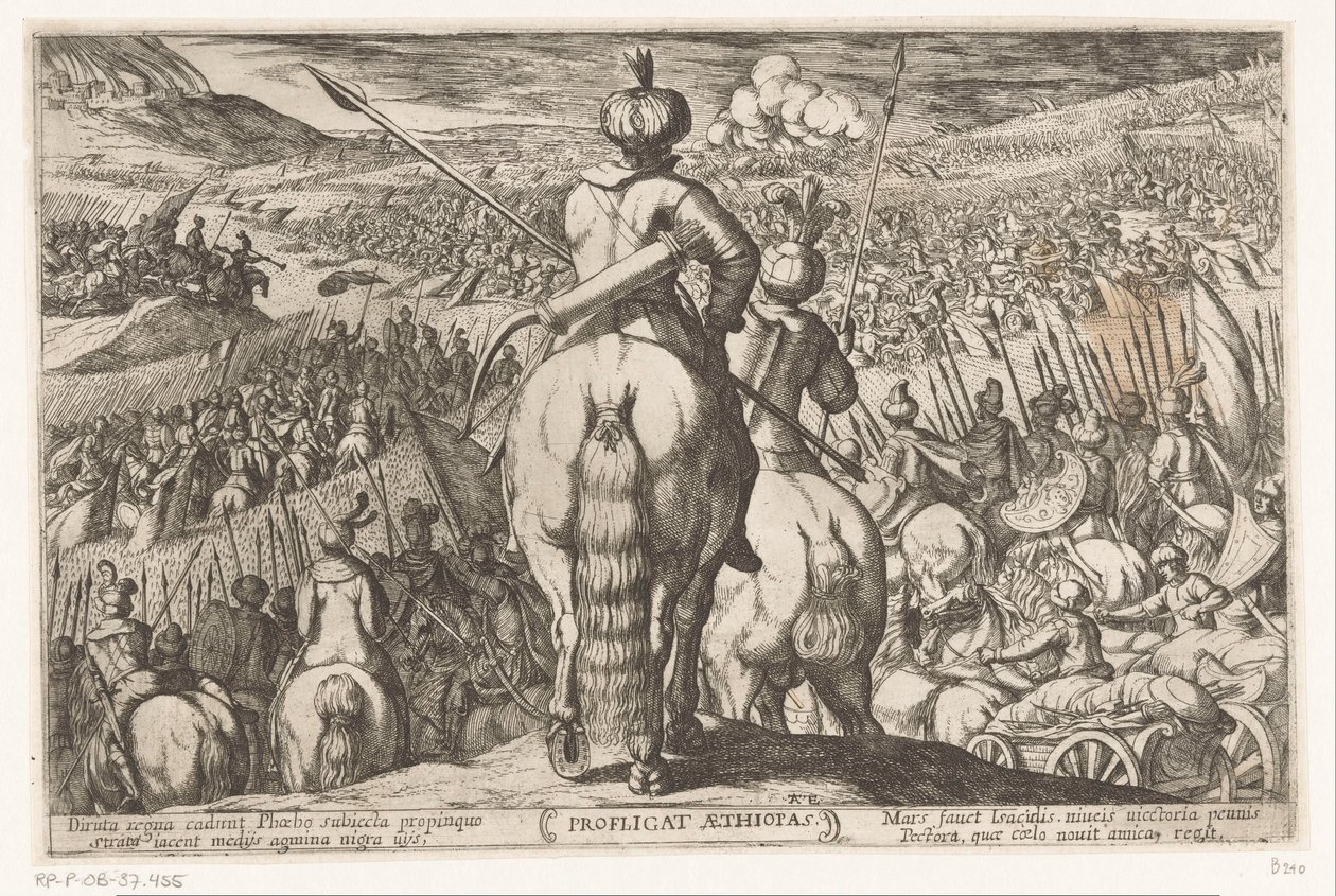 Die Niederlage der Äthiopier (Profligat Aethiopas, Alttestamentliche Kampfszenen) von Antonio Tempesta