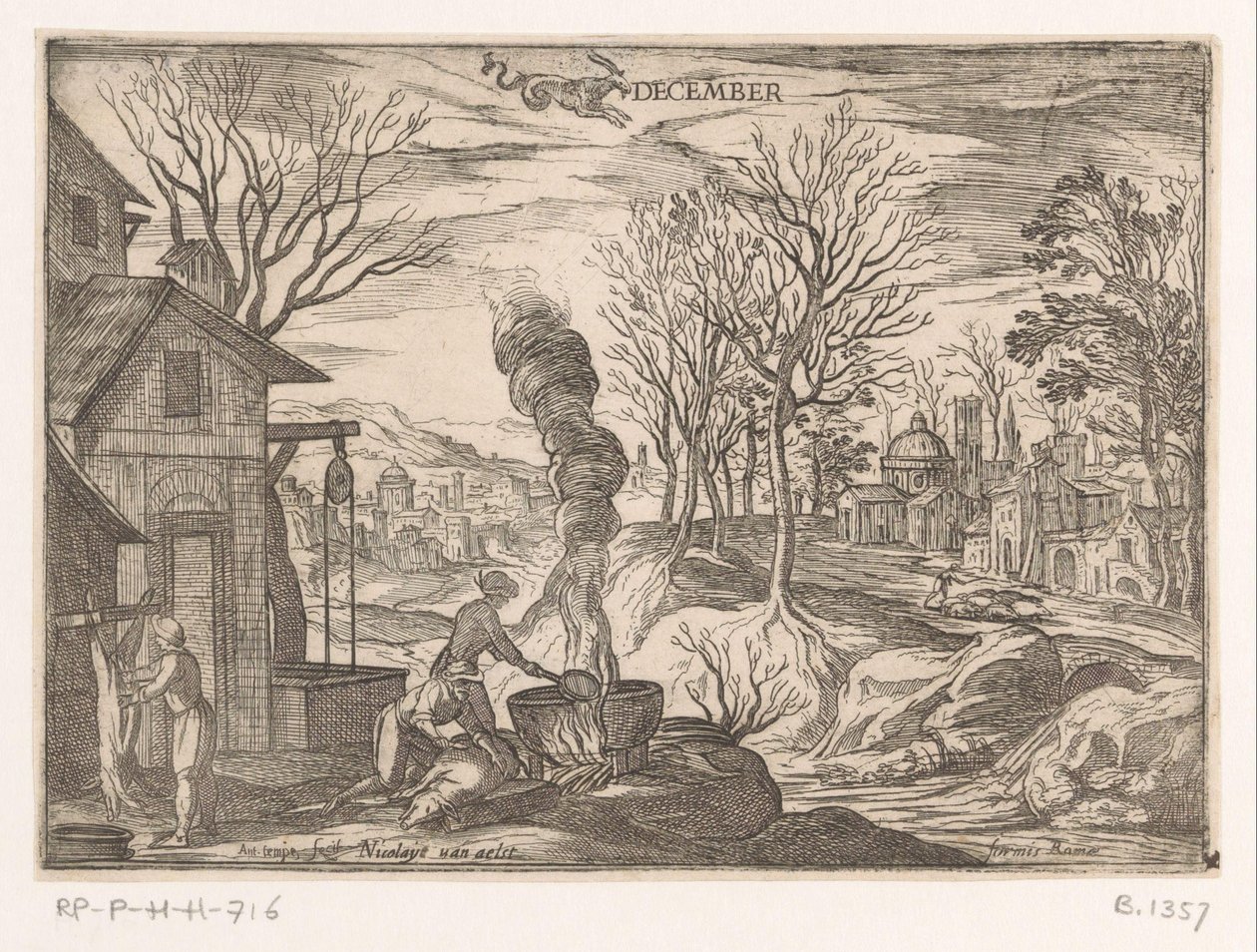 Dezember: Schweineschlachten (Steinbock) von Antonio Tempesta