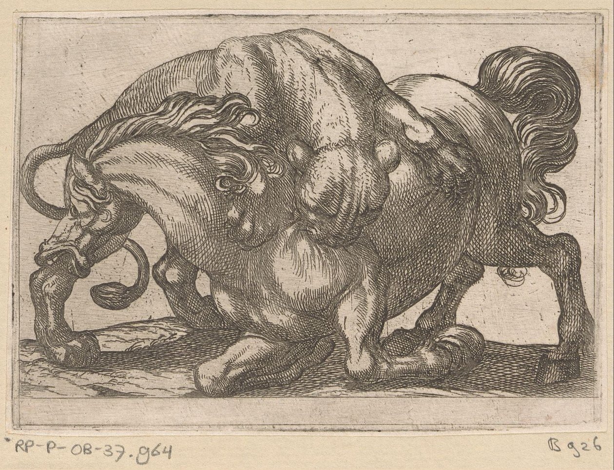 Eine Löwin greift ein Pferd an von Antonio Tempesta