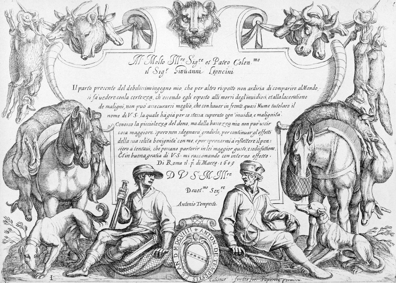 Frontispiz zu einer Serie von Jagdszenen, 1609 von Antonio Tempesta