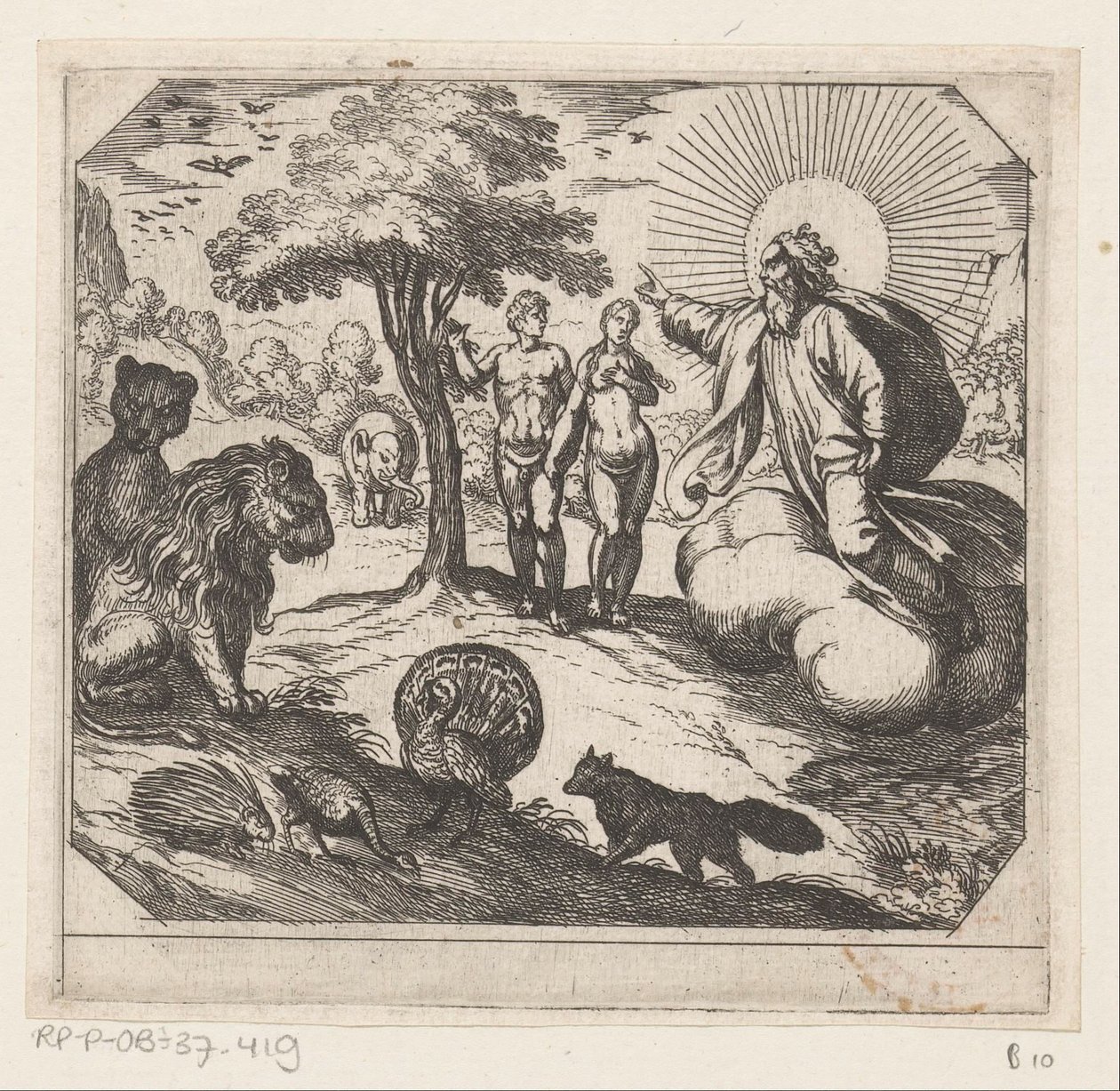 Gott verbietet Adam und Eva, vom Baum der Erkenntnis zu essen von Antonio Tempesta