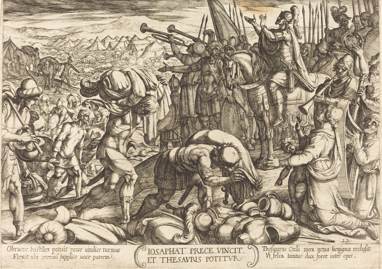Josaphat dankt Gott für seinen Sieg von Antonio Tempesta