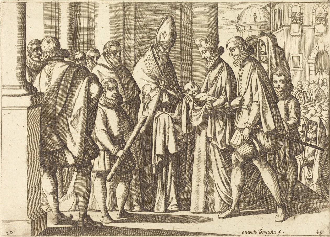 Philipp als Junge vor Margarete von Österreich von Antonio Tempesta