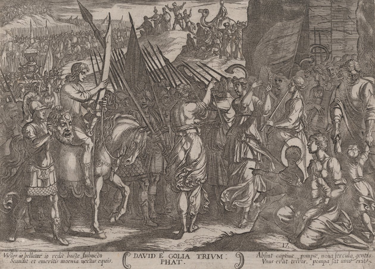 Tafel 17: David kehrt triumphierend mit dem Kopf von Goliath zurück, aus 