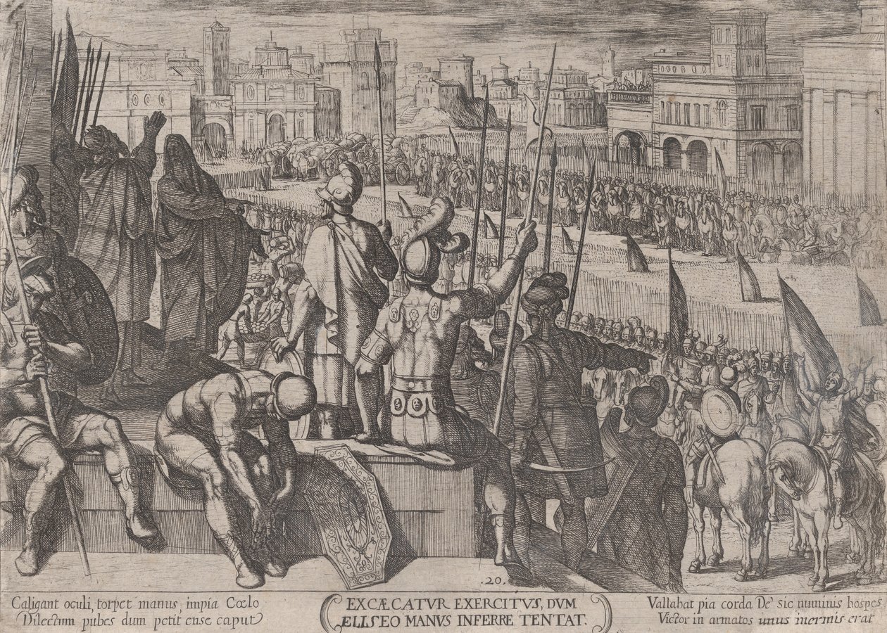 Platte 20: Elisa bringt die geblendete syrische Armee zum König von Israel, ca. 1590-ca. 1610 von Antonio Tempesta