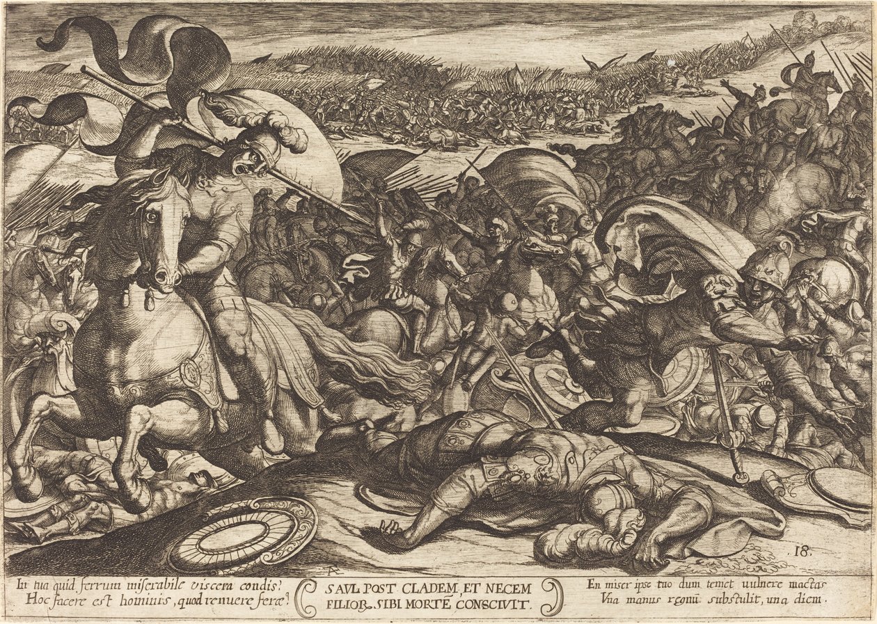 Saul tötet sich selbst nach der Niederlage seiner Armee durch die Philister von Antonio Tempesta