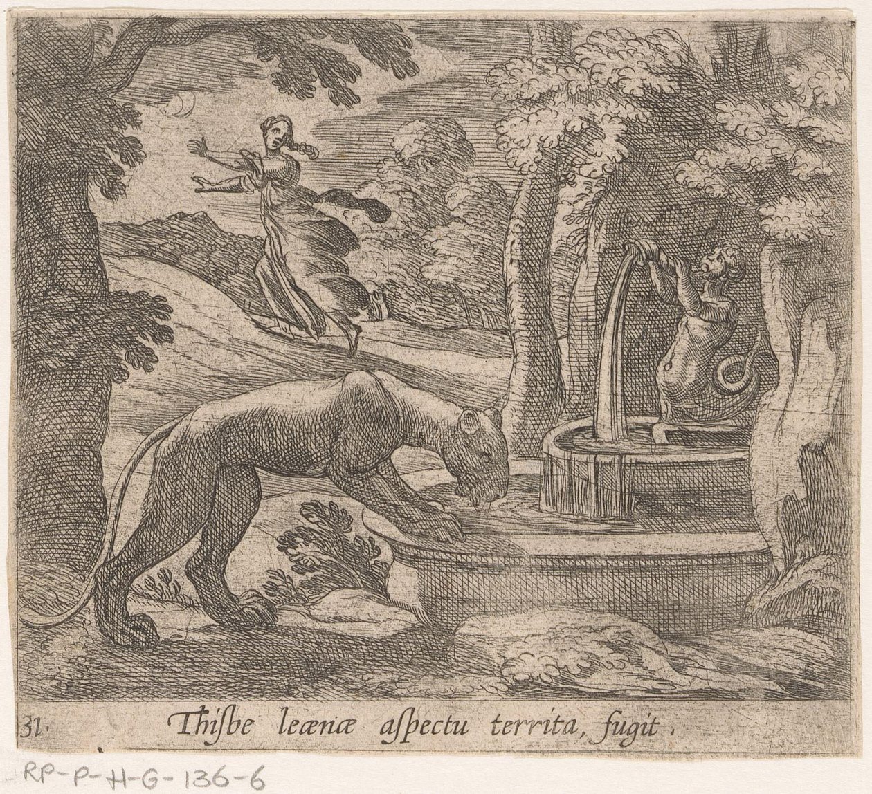 Thisbe flieht vor der Löwin an der Quelle von Antonio Tempesta