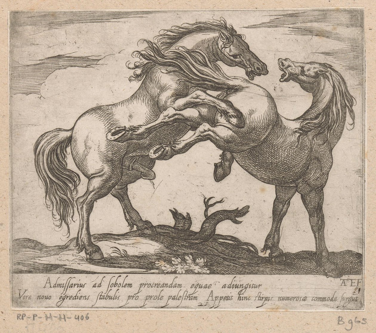 Zwei paarende Pferde (Paarden uit verschillende landen) von Antonio Tempesta