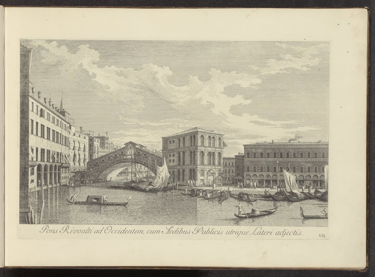 Ansicht des Canal Grande, Palazzo dei Camerlenghi und der Rialtobrücke in Venedig von Antonio Visentini