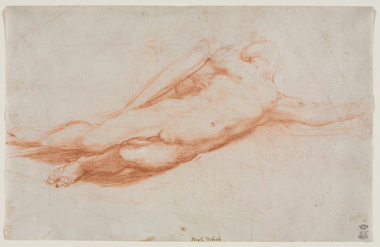 Studie eines gefallenen Soldaten, möglicherweise die Bekehrung des Saulus, recto, ca. 1525 von Antonio da Correggio