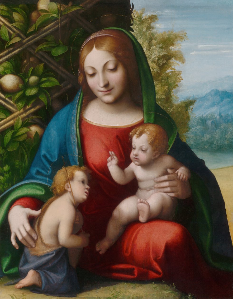 Jungfrau und Kind mit dem jungen Johannes dem Täufer von Antonio da Correggio