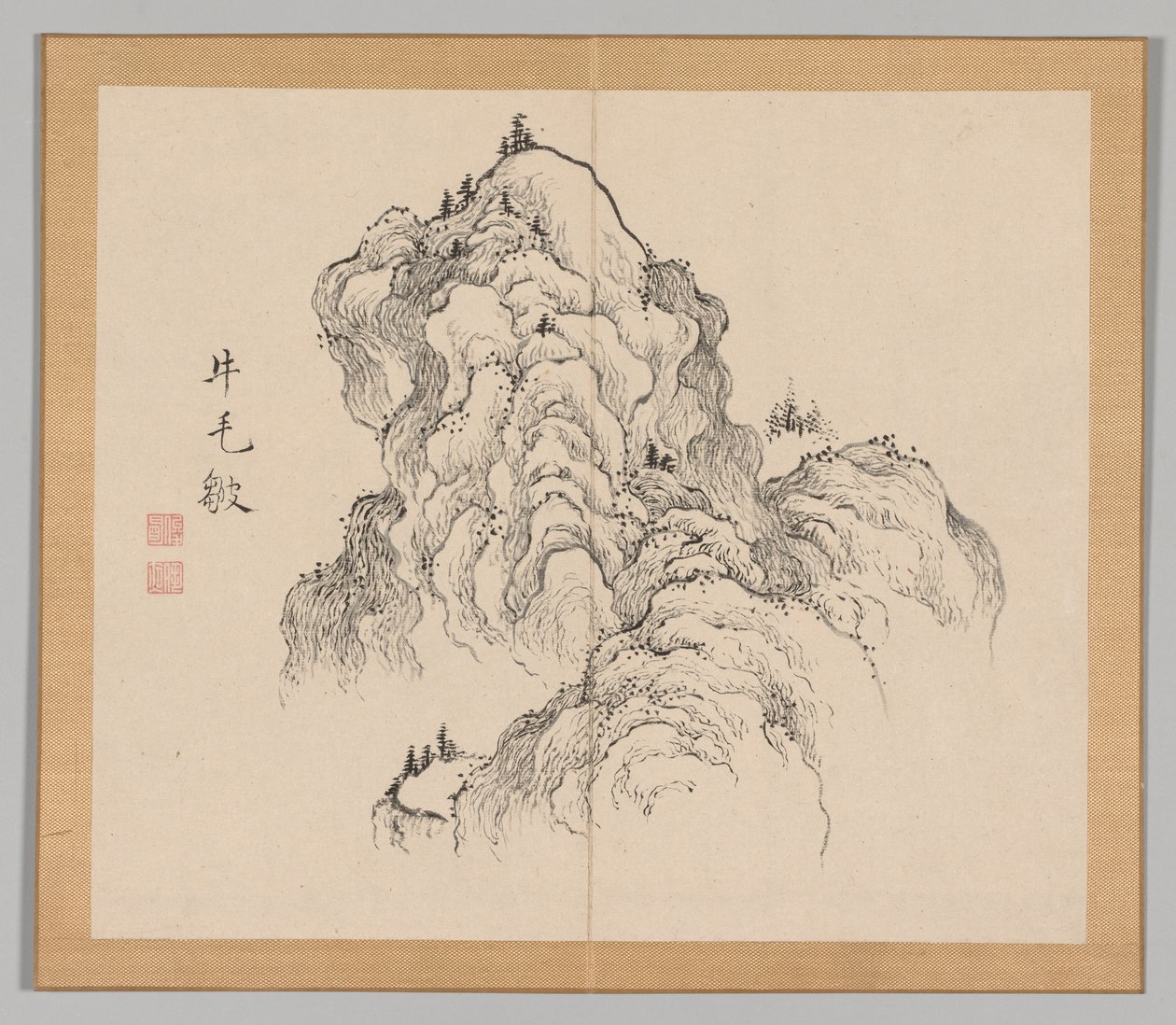 Doppelalbum mit Landschaftsstudien nach Ikeno Taiga, Band 1 Blatt 16 von Aoki Shukuya