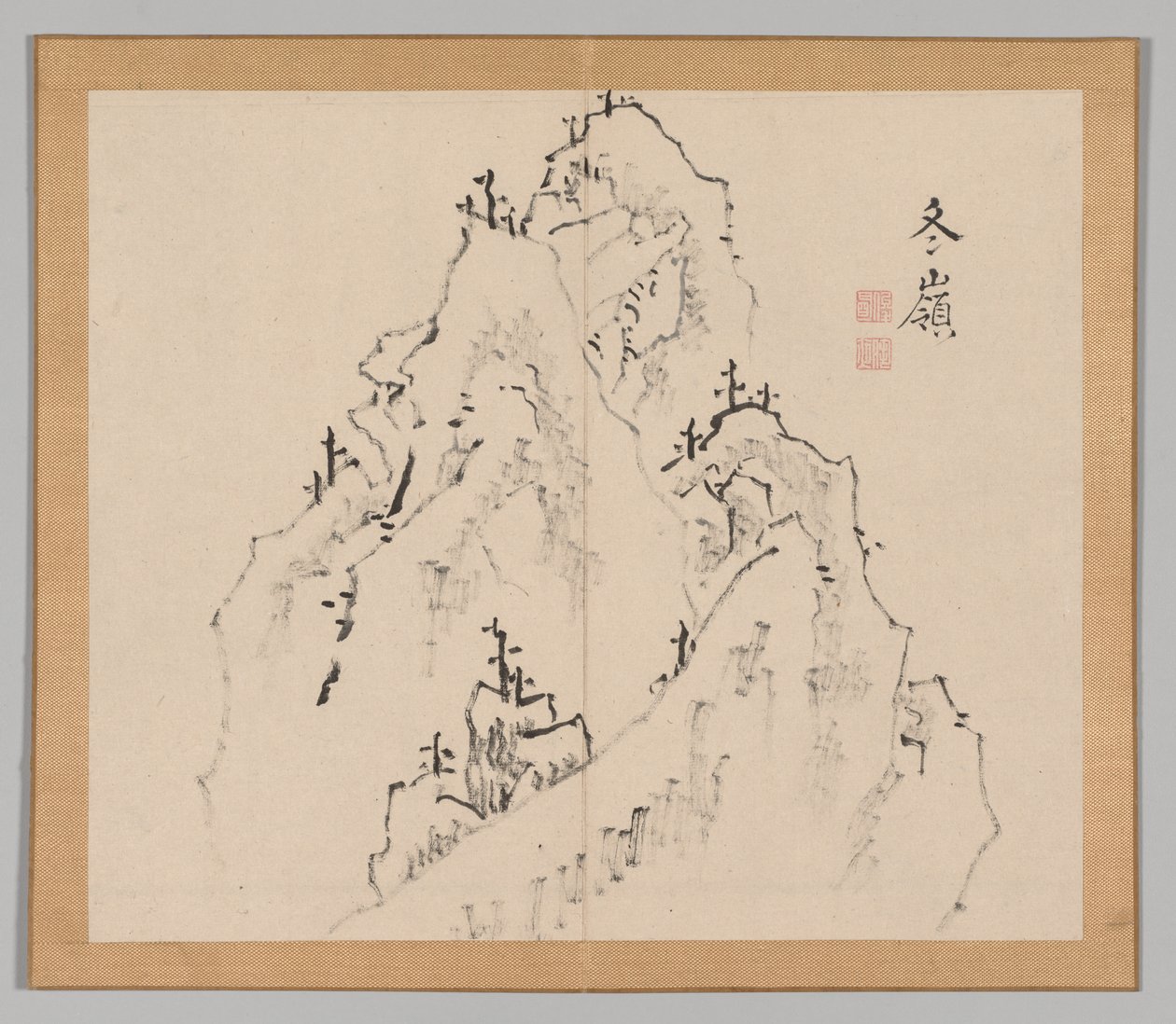 Doppelalbum mit Landschaftsstudien nach Ikeno Taiga, Band 1 Blatt 25, 18. Jahrhundert von Aoki Shukuya