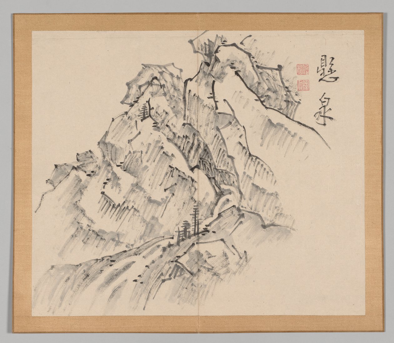 Doppelalbum mit Landschaftsstudien nach Ikeno Taiga, Band 1 Blatt 26, 18. Jahrhundert von Aoki Shukuya