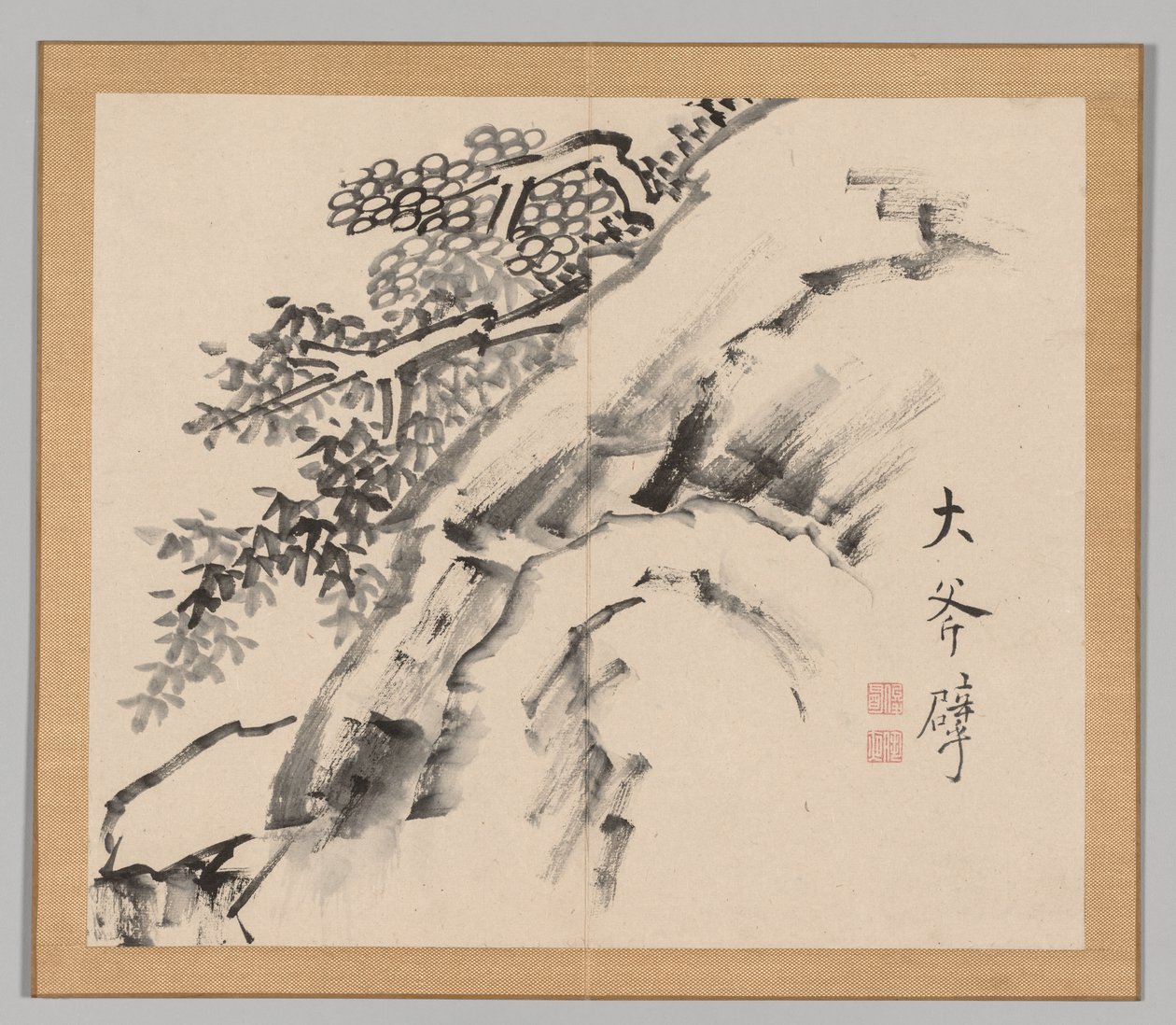 Doppelalbum mit Landschaftsstudien nach Ikeno Taiga, Band 1 Blatt 9, 18. Jahrhundert von Aoki Shukuya
