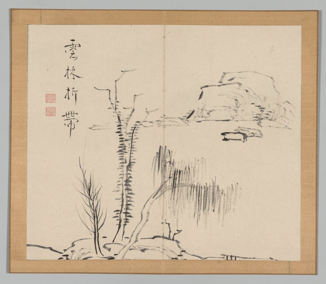 Doppelalbum mit Landschaftsstudien nach Ikeno Taiga, Band 2 Blatt 16, 18. Jahrhundert von Aoki Shukuya