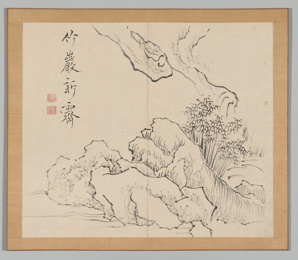 Doppelalbum mit Landschaftsstudien nach Ikeno Taiga, Band 2, Blatt 19, 18. Jahrhundert von Aoki Shukuya