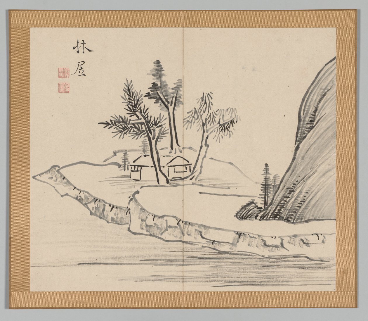 Doppelalbum mit Landschaftsstudien nach Ikeno Taiga, Band 2 Blatt 22, 18. Jahrhundert von Aoki Shukuya