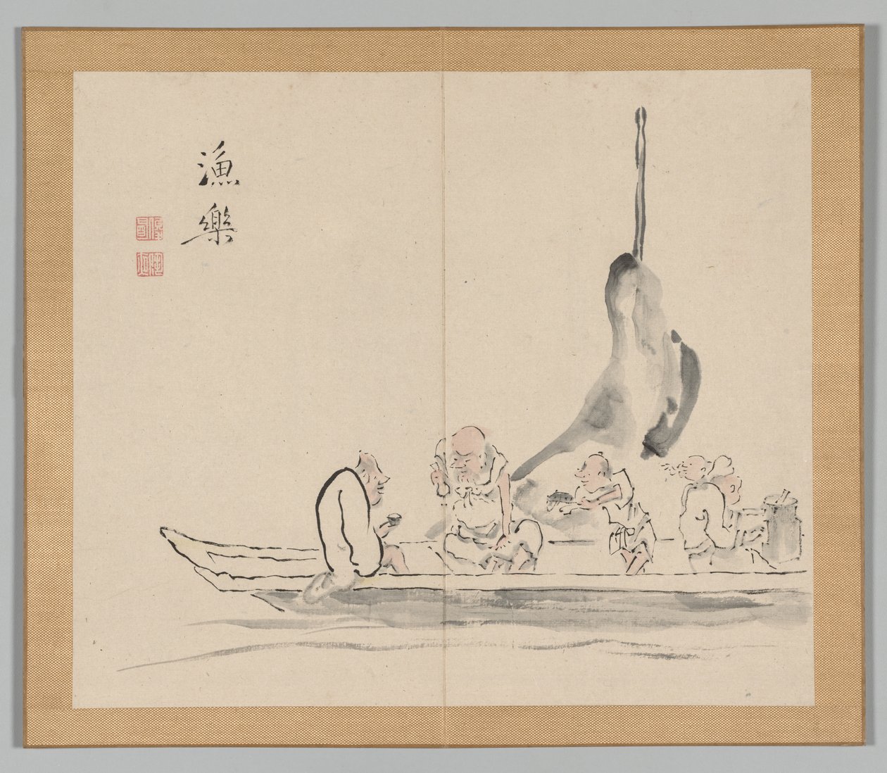 Doppelalbum mit Landschaftsstudien nach Ikeno Taiga, Band 2 Blatt 28, 18. Jahrhundert von Aoki Shukuya
