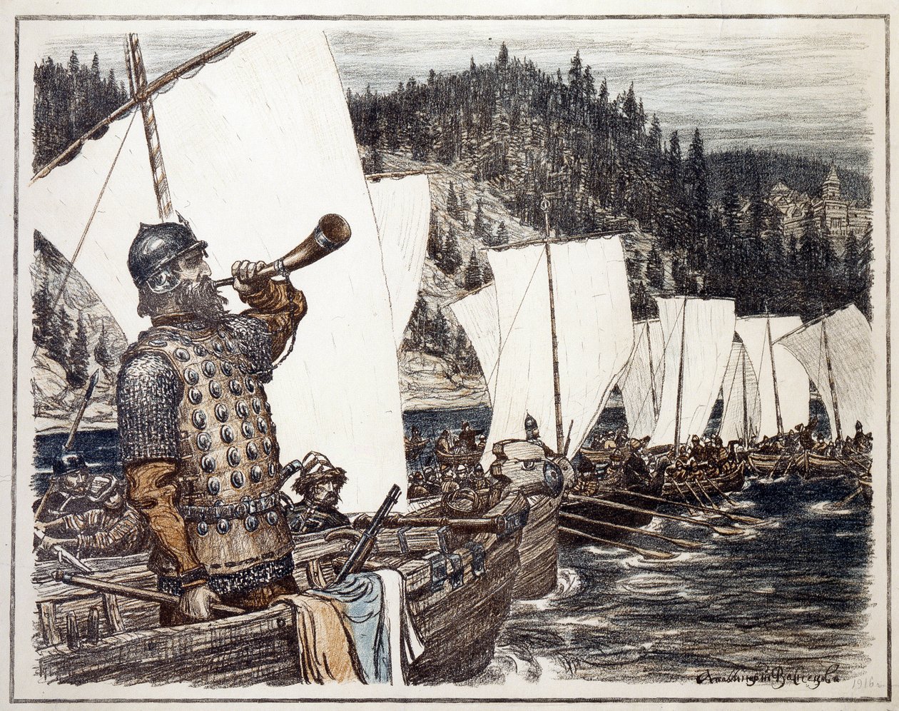 Jermak Timofejewitsch am Fluss Irtysch von Apollinari Mikhailovich Vasnetsov