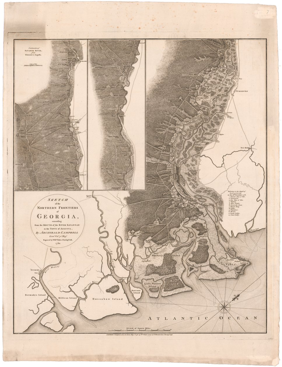 Eine Karte der nördlichen Grenzen Georgiens von Campbell von Archibald (after) Campbell
