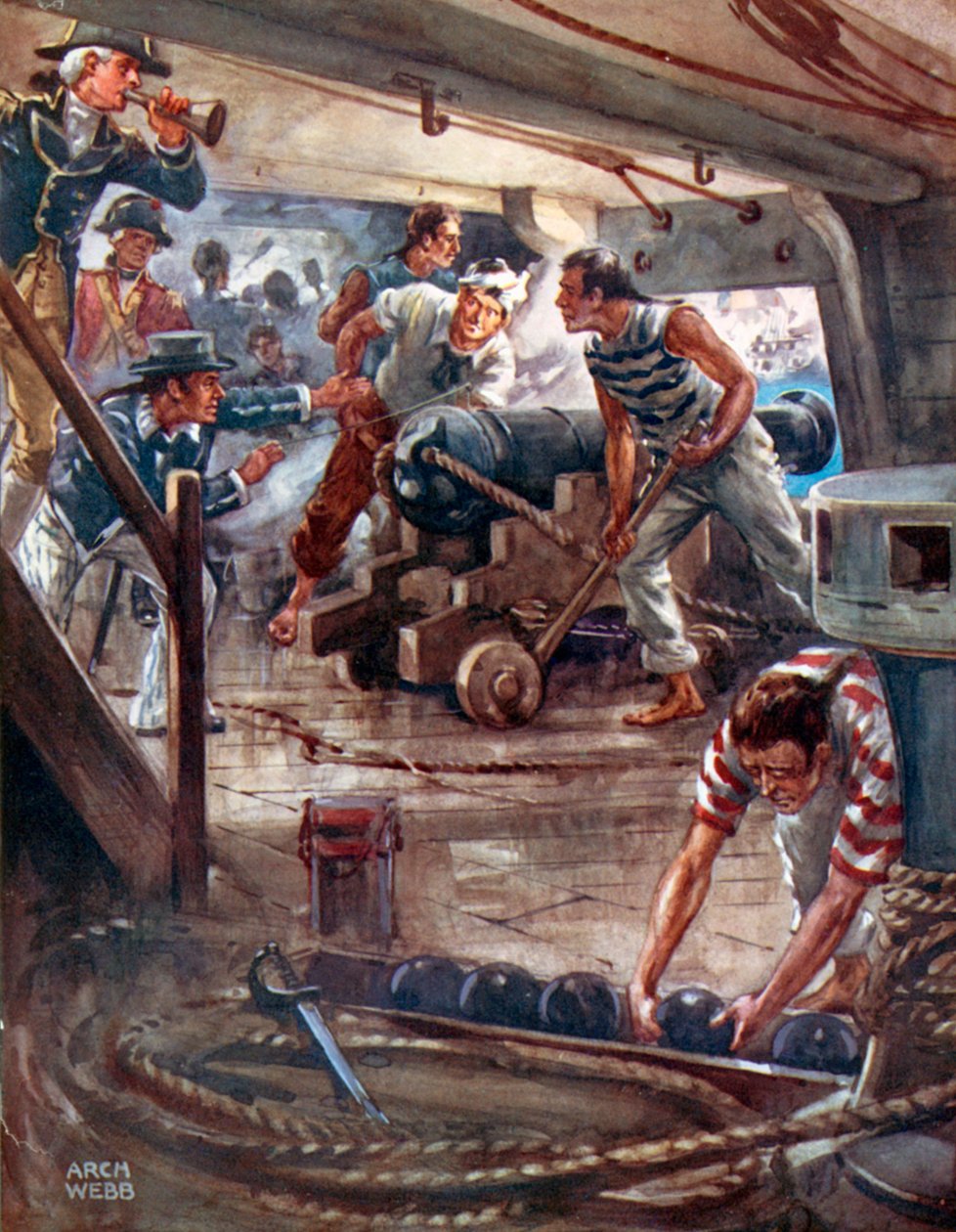 "Jede Kanone von ihren adamantinischen Lippen verbreitete einen Todesschatten um die Schiffe" von Archibald Bertram (after) Webb