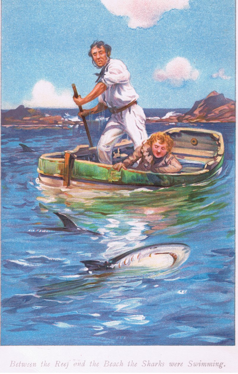 Zwischen dem Riff und dem Strand schwammen die Haie von Archibald Webb
