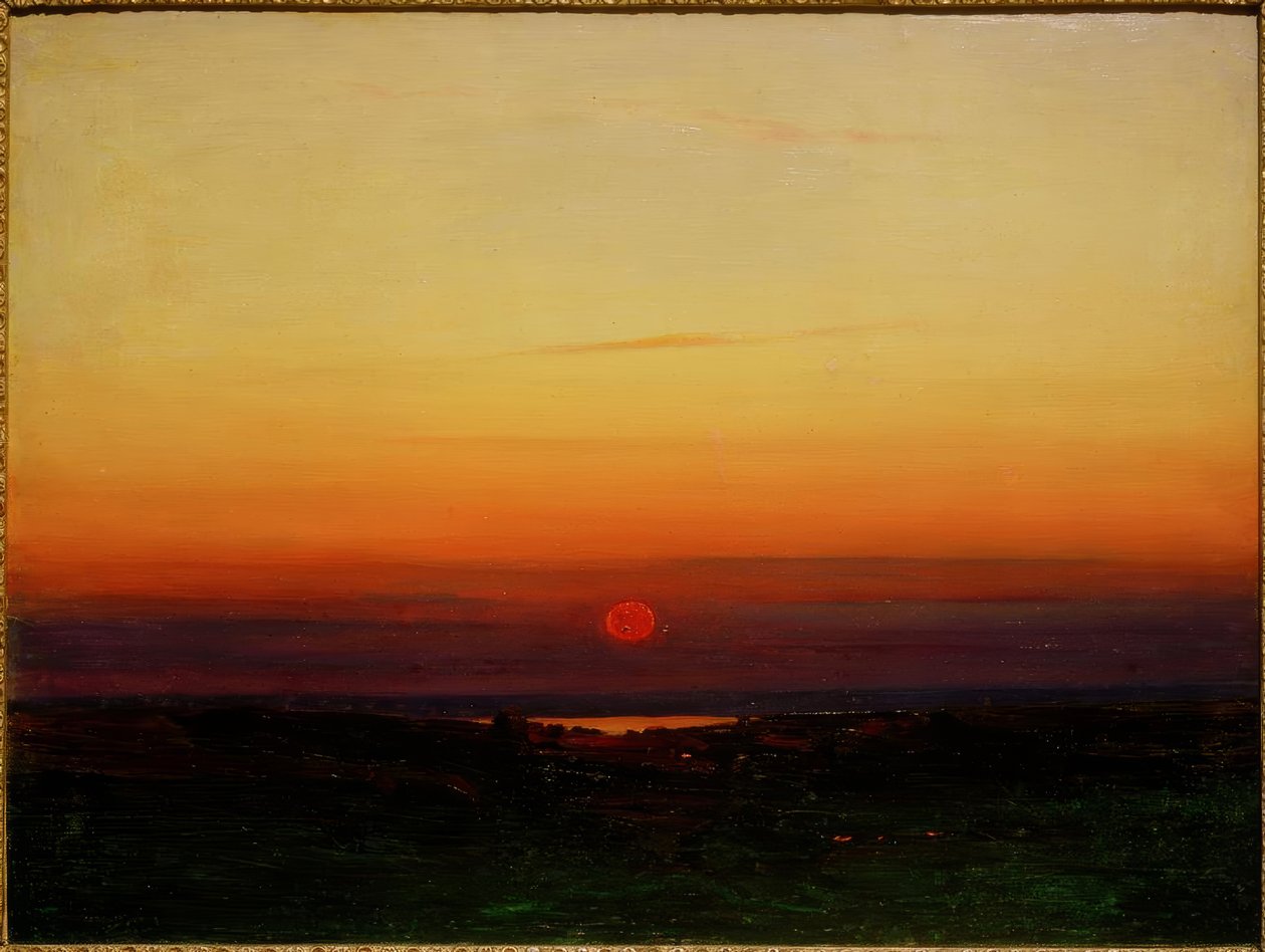 Sonnenuntergang über der Steppe an einem Seeufer von Archip Iwanowitsch Kuindschi