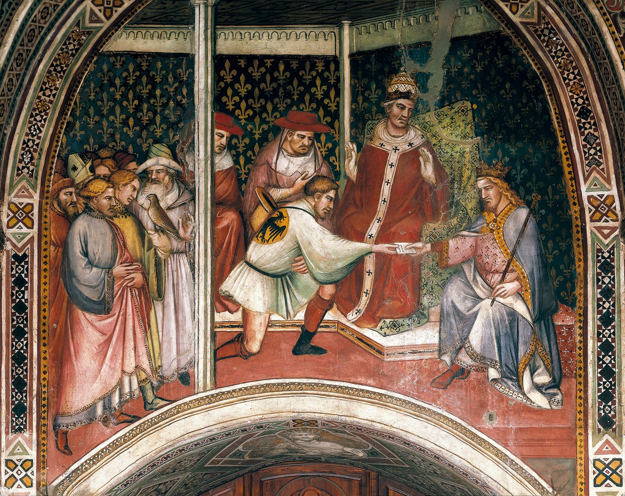 Geschichte von Papst Alexander III., Fresko von Spinello Aretino von Aretino Luca Spinello or Spinelli