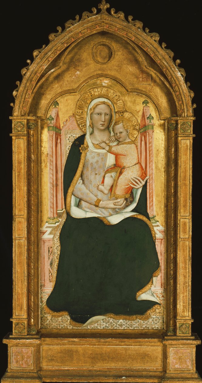 Die Madonna und das Kind auf dem Thron von Aretino Luca Spinello or Spinelli