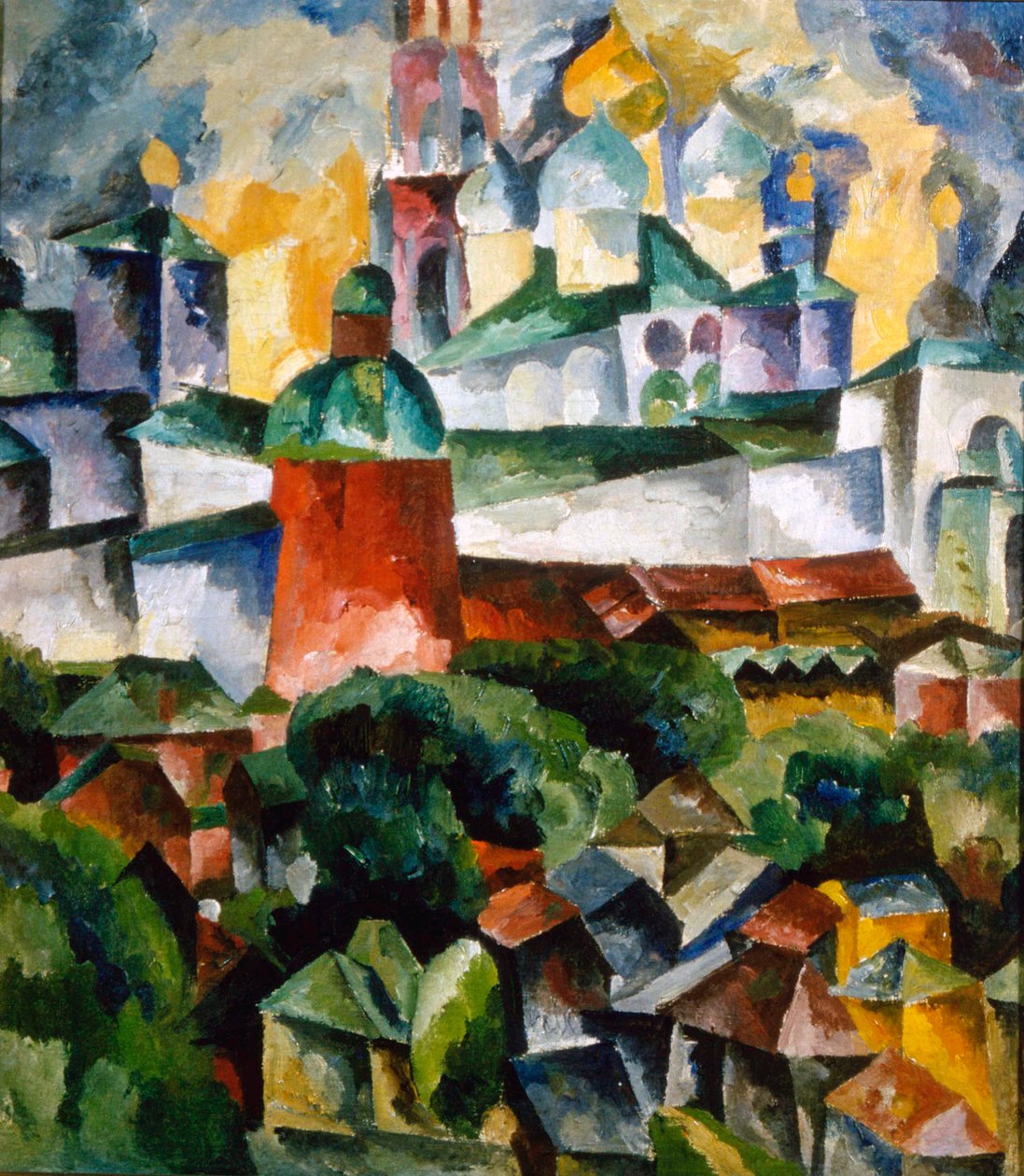 Landschaft mit dem Dreifaltigkeits-Sergius-Kloster, 1920 von Aristarkh Lentulov