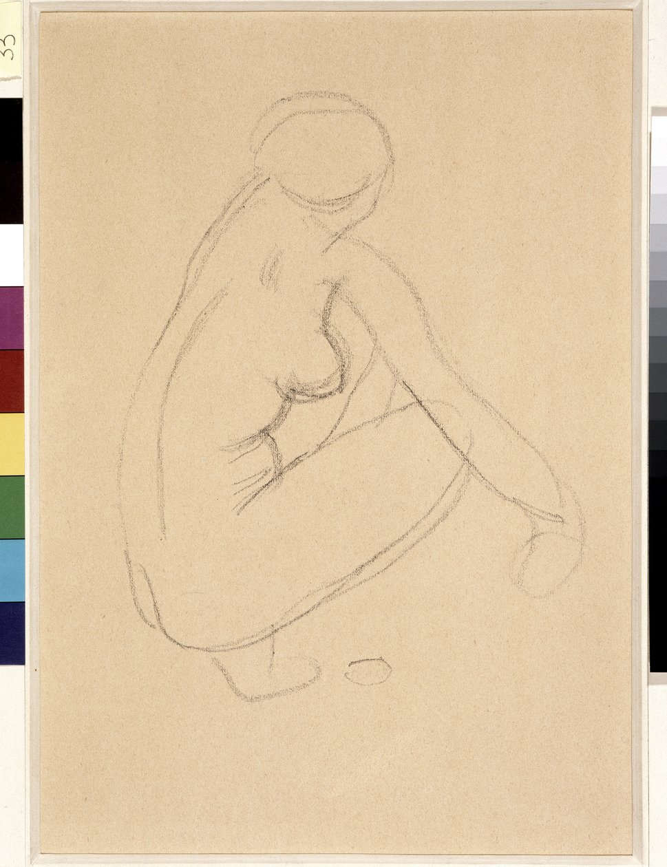 Nackt hocken. Zeichnung von Aristide Maillol (1861-1944). Bleistift auf Papier. Maße: 32x23cm. Musée Cantini, Marseille von Aristide Maillol