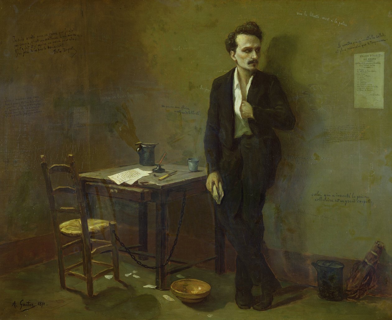 Henri Rochefort (1831-1913) im Mazas-Gefängnis, 1871 von Armand Desire Gautier